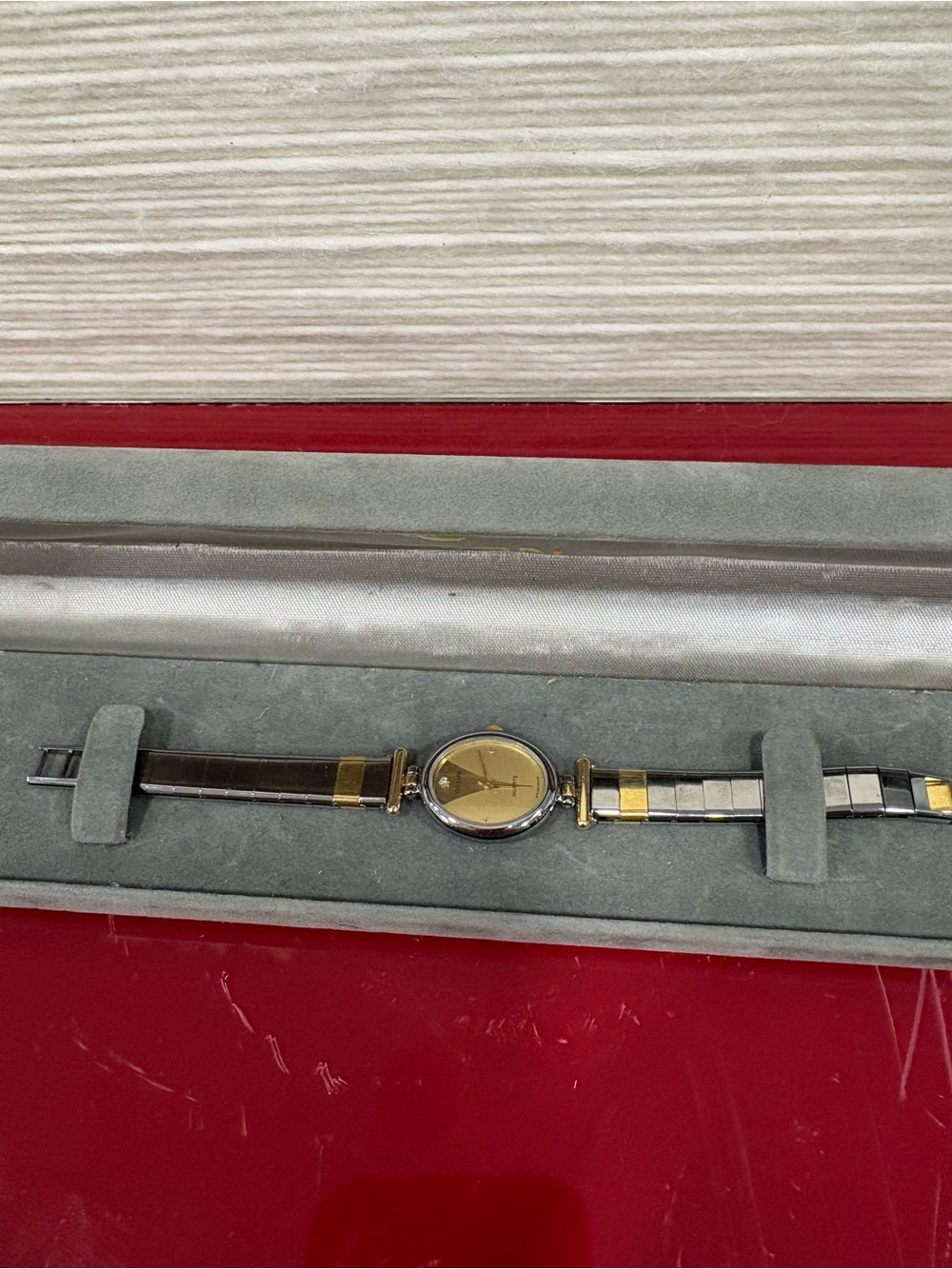 Classic Two-Tone Gold and Silver Dress Watch - metal bracelet with extra links